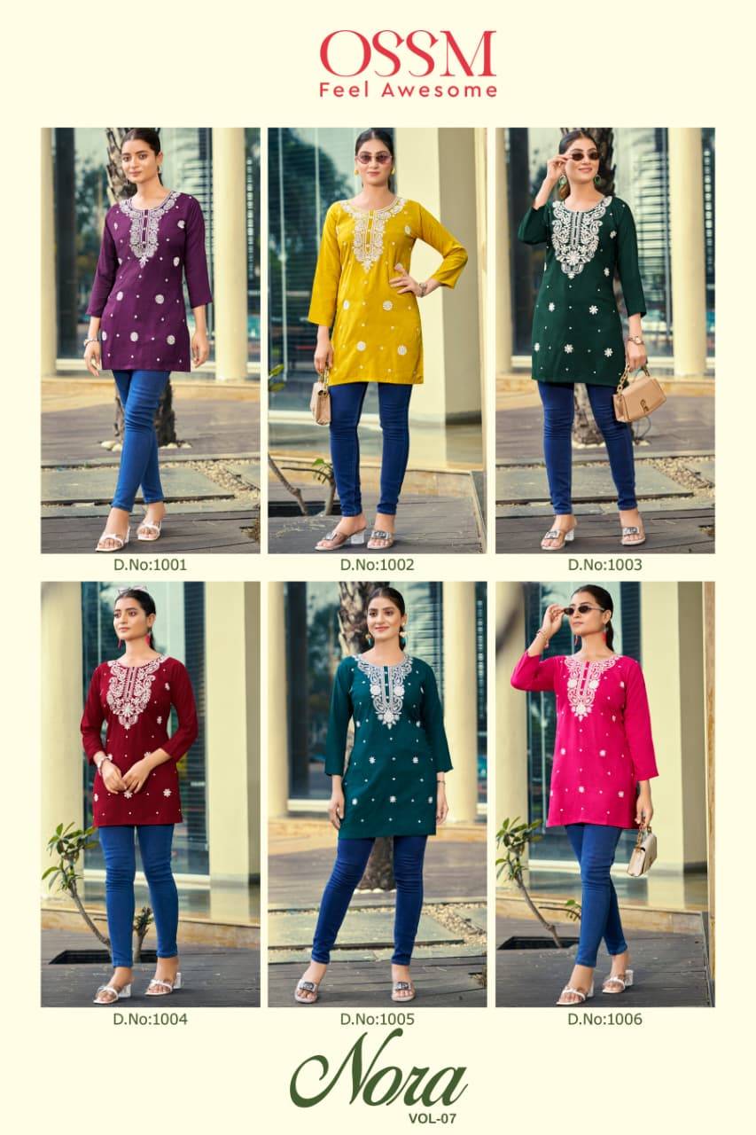 Ossm nora vol 7 fancy top online kurti wholesale